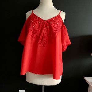 Francesca’s Cold shoulder eyelet top